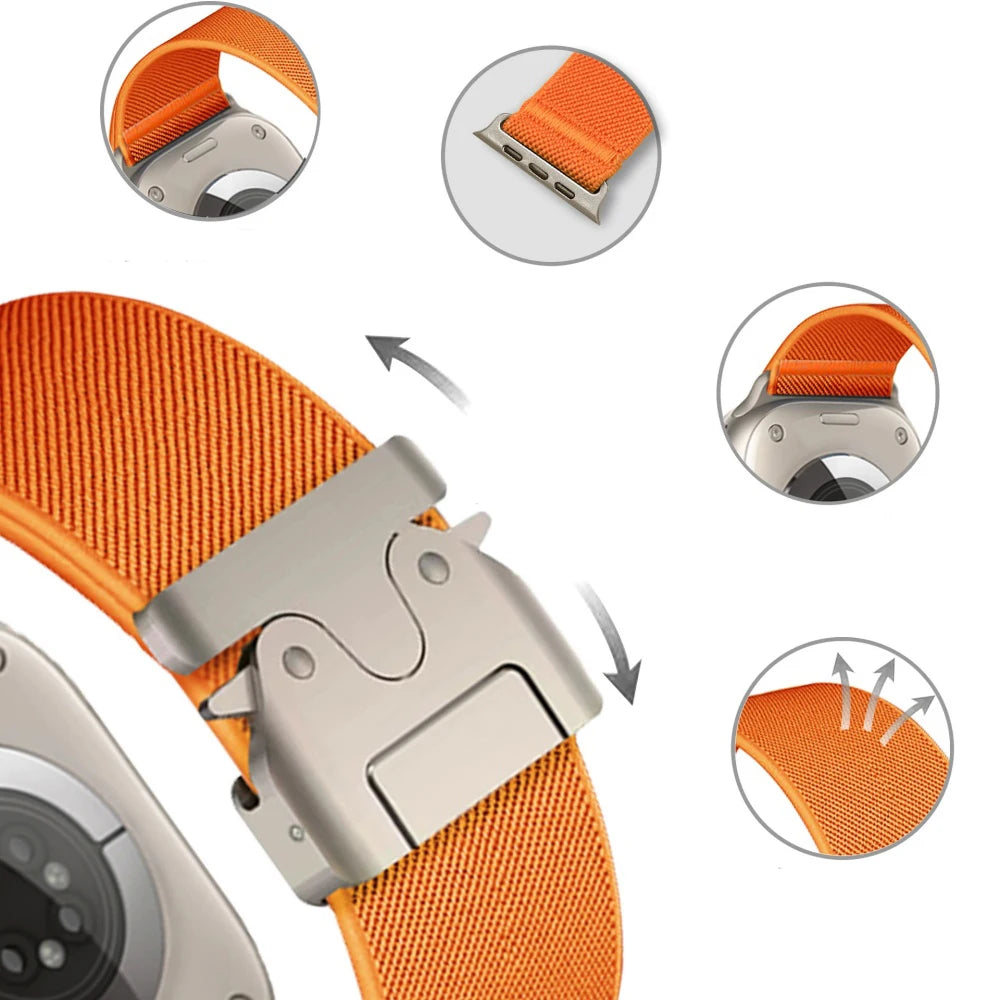 Gray Parachute Nylon Apple Watch Band 44 45 46mm 49mm