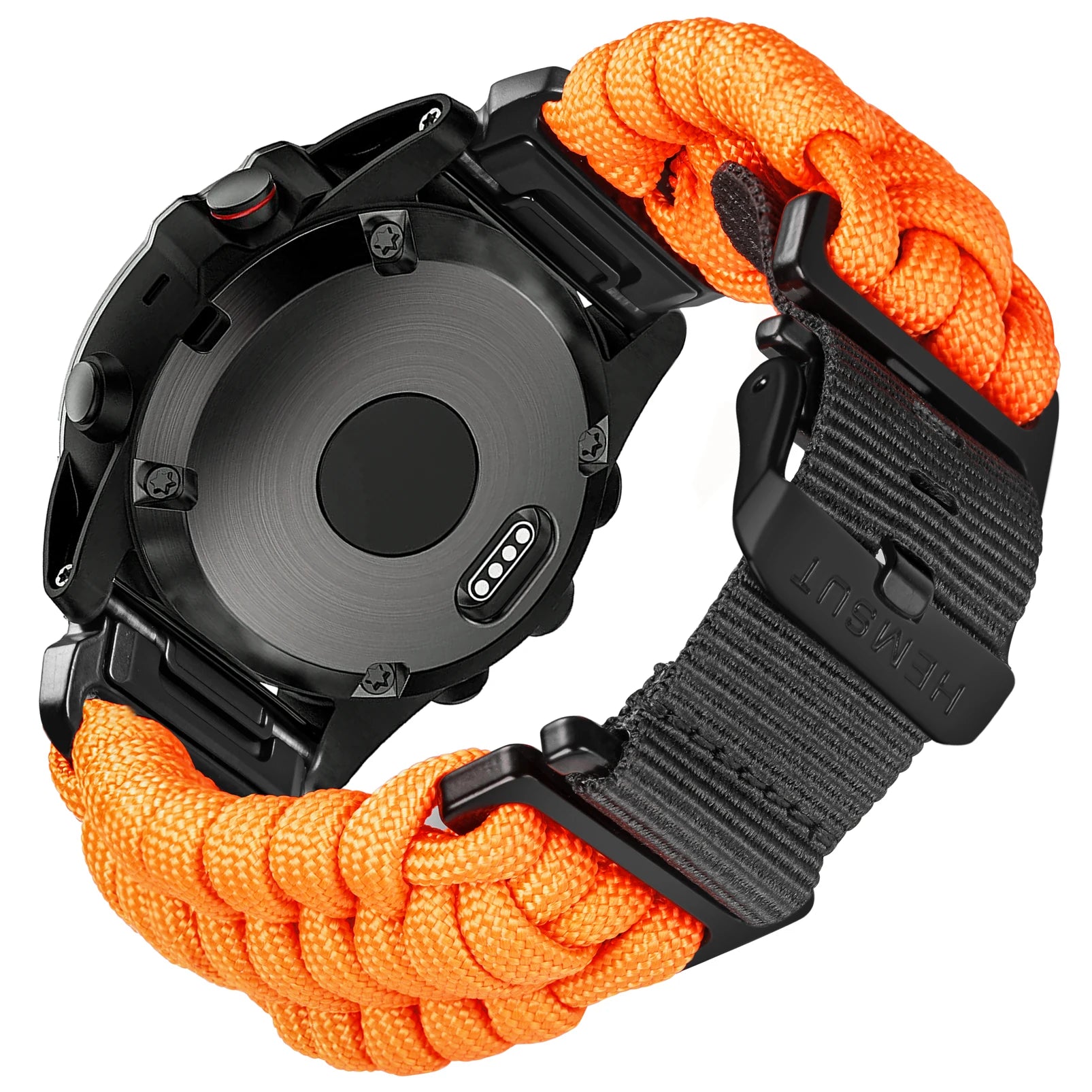 Hemsut 22mm QuickFit 550 Paracord Watch Band for Garmin – Orange