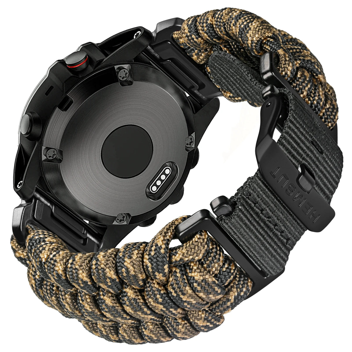 Hemsut 22mm QuickFit 550 Paracord Watch Band for Garmin – Khaki & Black