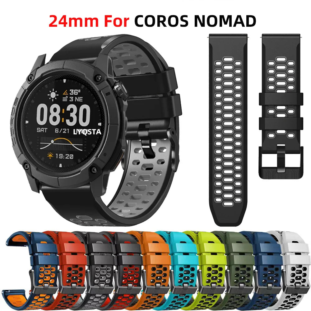 COROS NOMAD Orange & Black Silicone Sport Band – 24mm