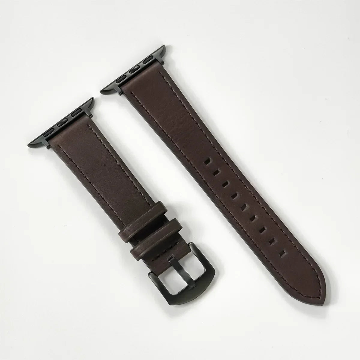 Brown Leather Apple Watch Band for Black Case Series 11