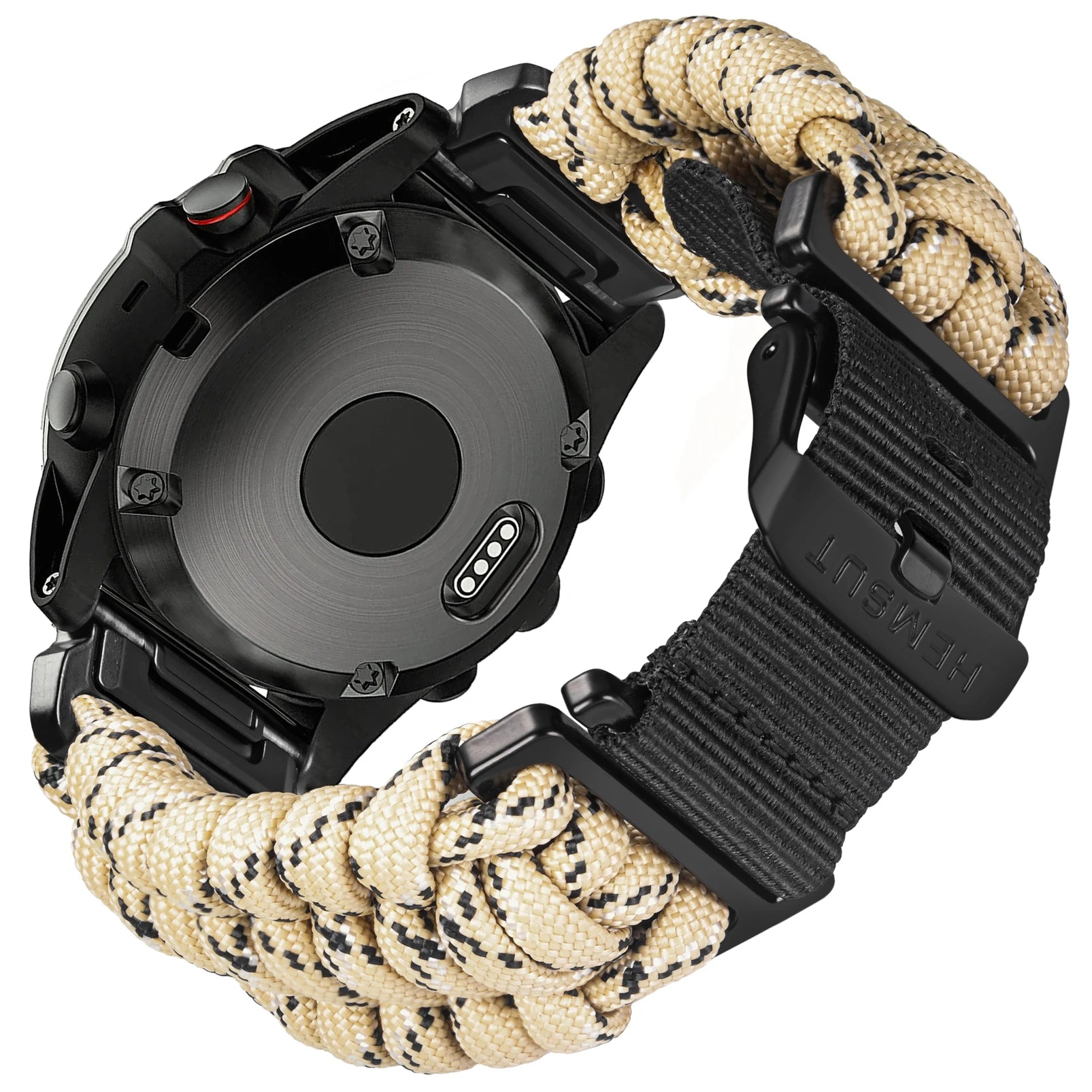 Hemsut 22mm QuickFit 550 Paracord Watch Band for Garmin – Beige