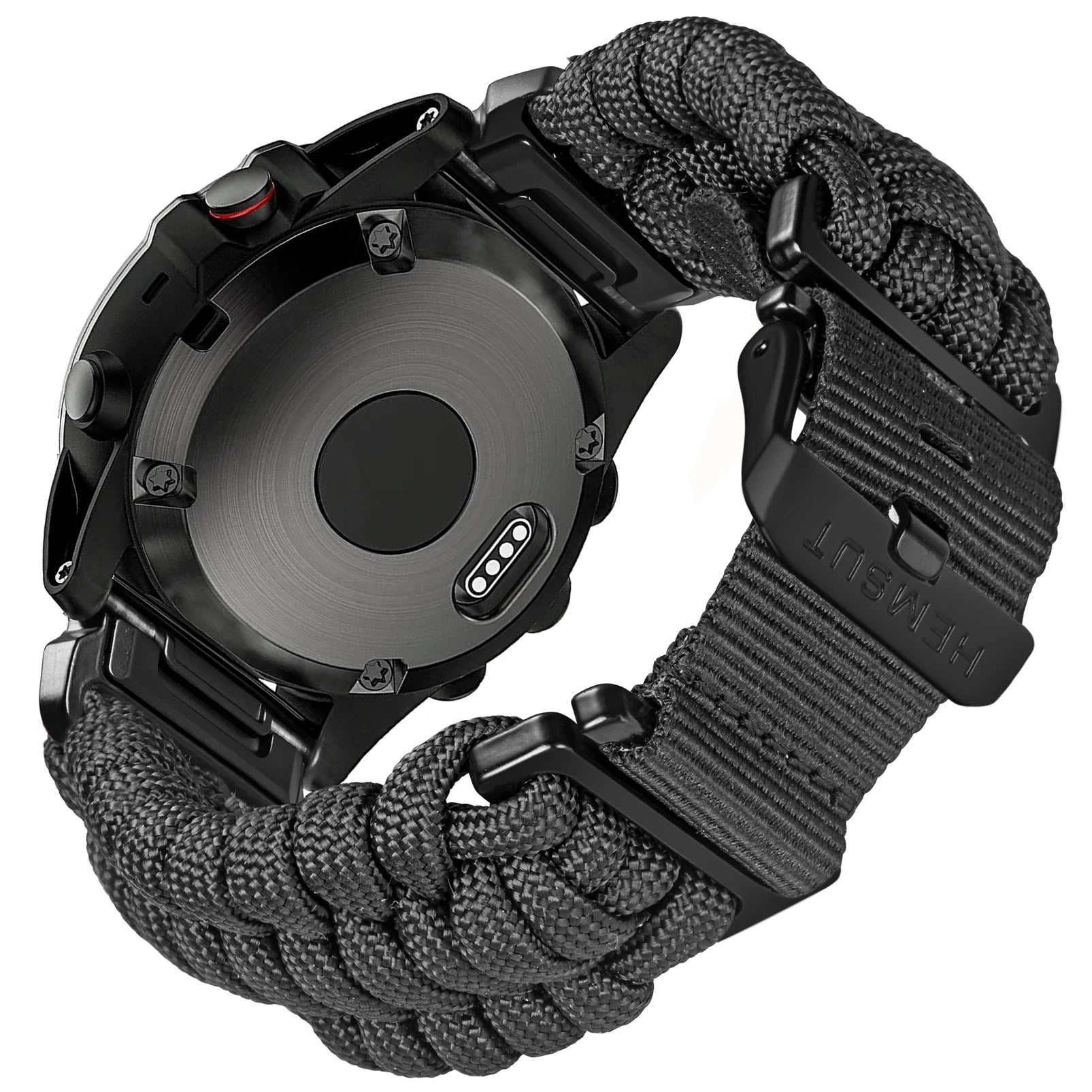 Hemsut 22mm QuickFit 550 Paracord Watch Band for Garmin – Black