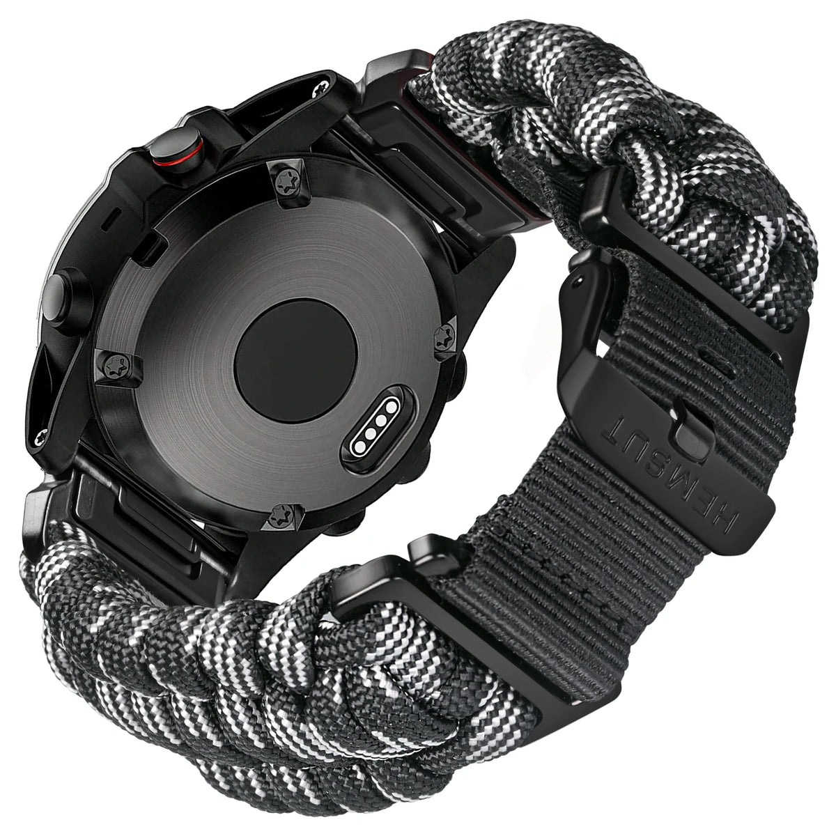 Hemsut 26mm QuickFit 550 Paracord Watch Band for Garmin – Black & White