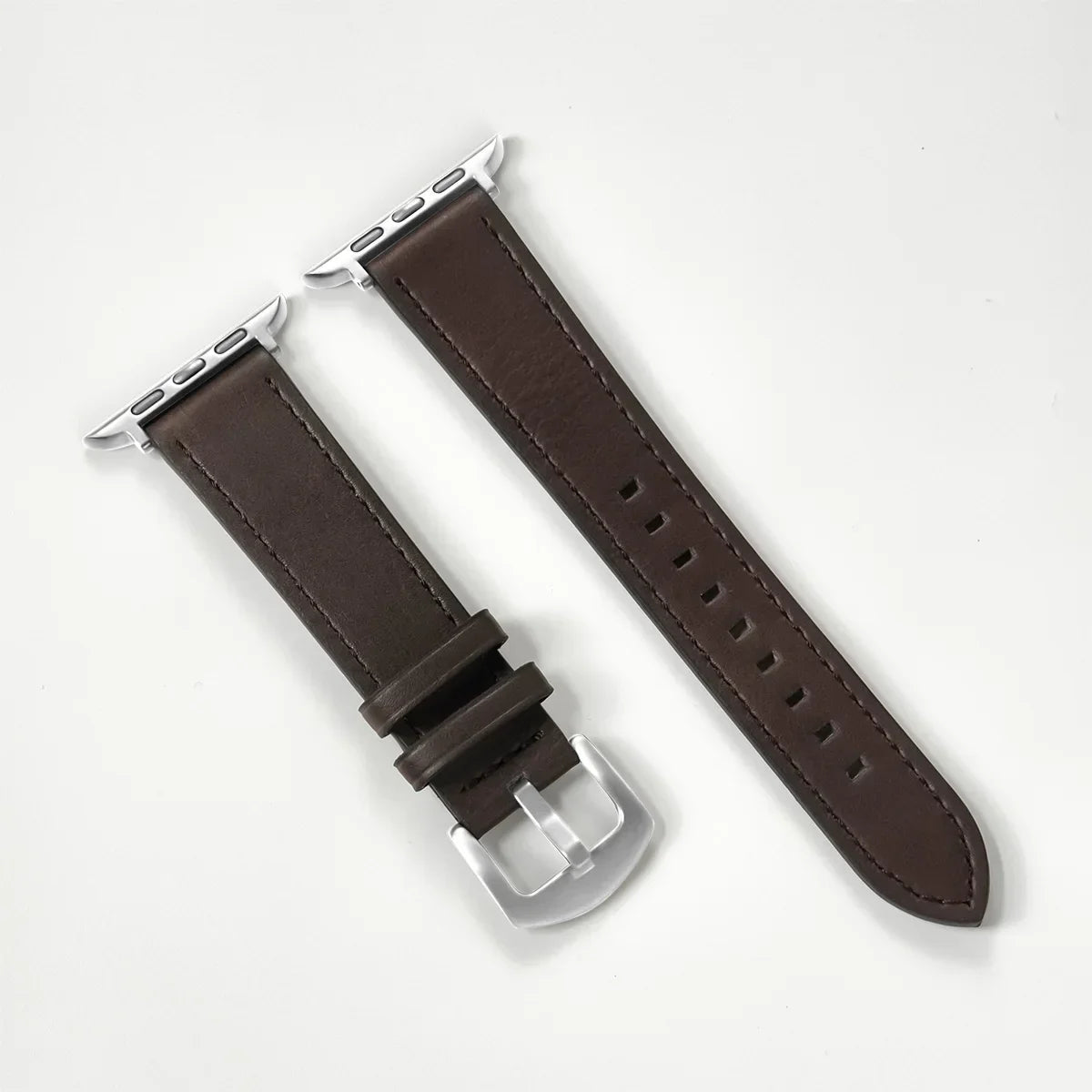 Brown Leather Apple Watch Band for Silver Case Apple Watch Ultra 3