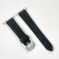 Navy Blue Leather Apple Watch Band for Silver Case Series 11