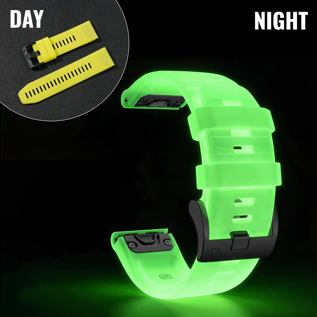 Garmin QuickFit 22mm Luminous Silicone Replacement Band Yellow Glow
