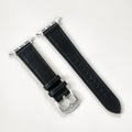 Black Leather Apple Watch Band for Silver Case Series 10