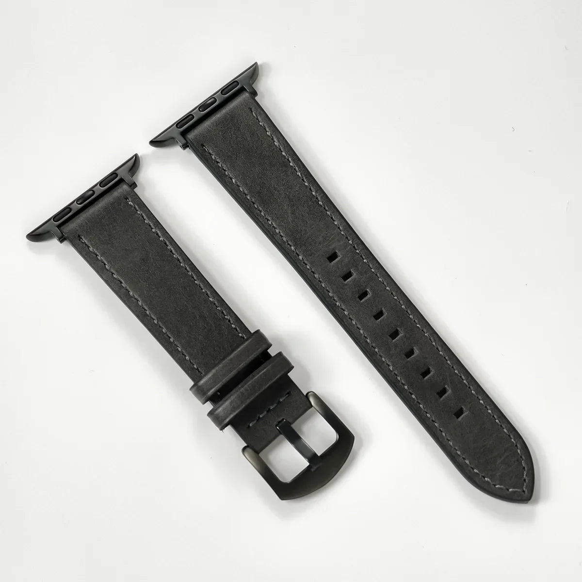Dark Grey Leather Apple Watch Band for Black Case Series 11