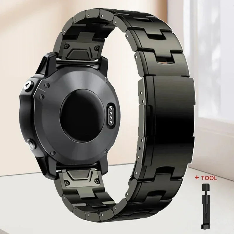 Garmin 26mm Titanium Metal QuickFit Replacement Band Titanium Gray