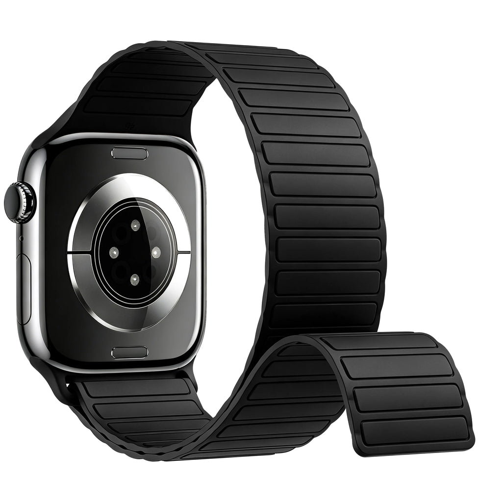 Black Magnetic Silicone Apple Watch Band