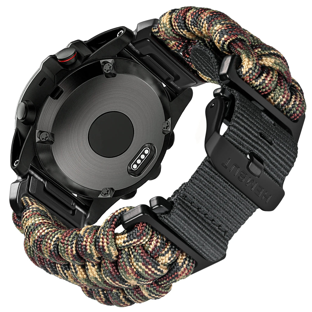 Hemsut 22mm QuickFit 550 Paracord Watch Band for Garmin – Camouflage