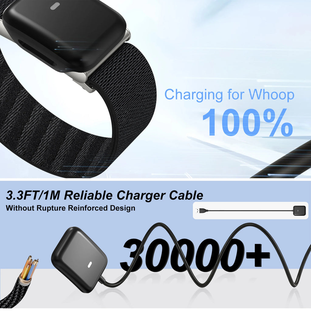 WHOOP 5.0 & MG USB-A Replacement Charger Cable Black