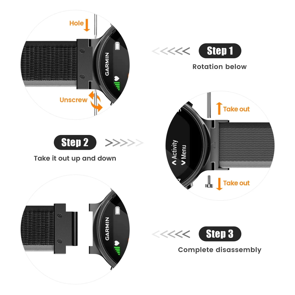 Garmin Forerunner 735XT Woven Nylon Watch Band – Black & Gray