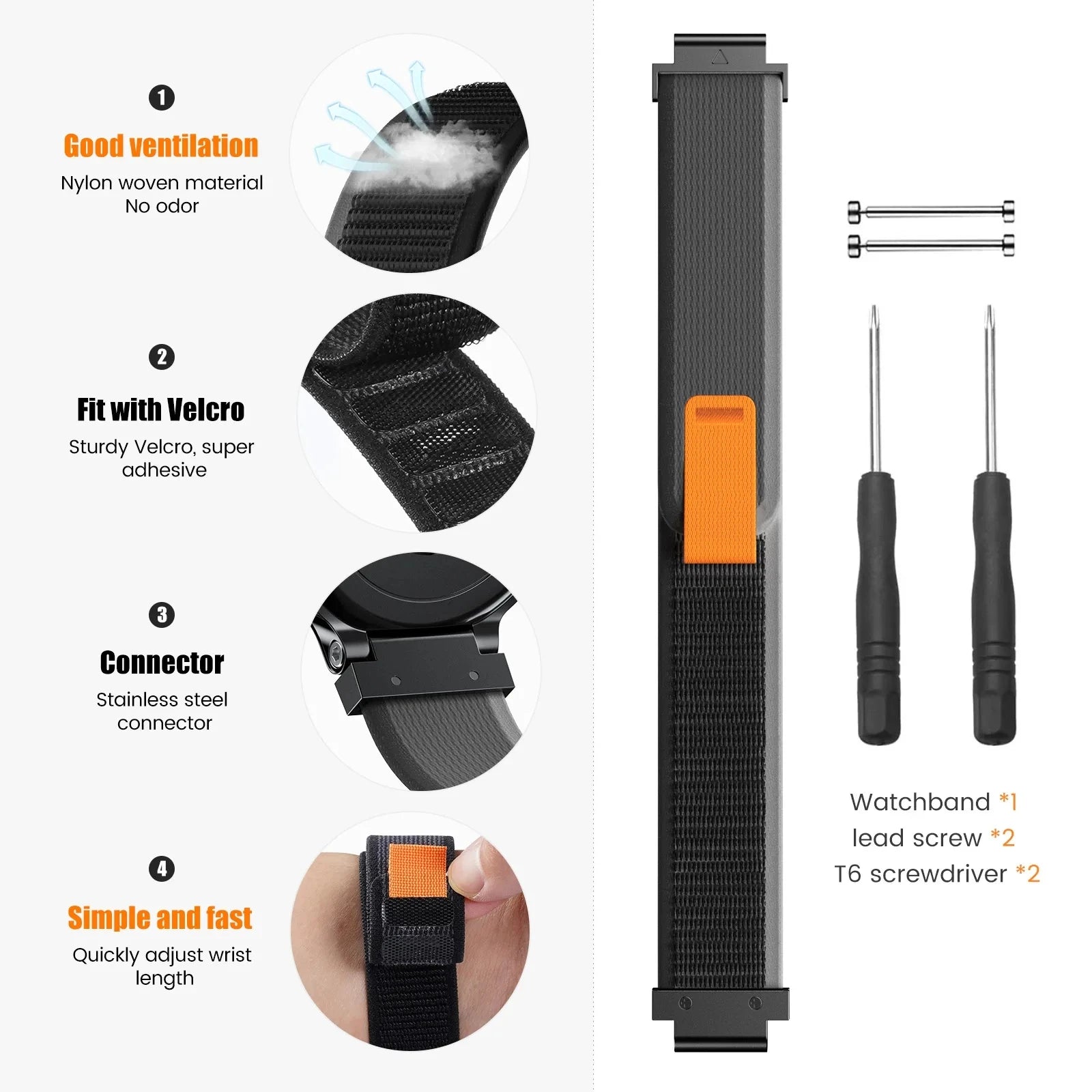 Garmin Forerunner 230 & 235 Woven Nylon Watch Band – Yellow & White