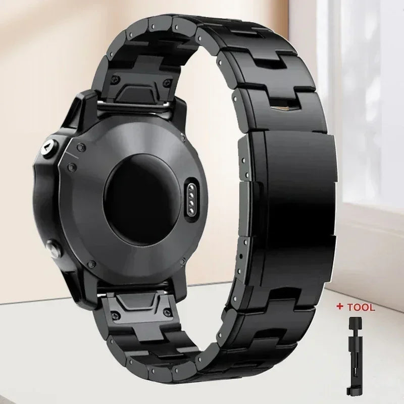 Garmin 26mm Titanium Metal QuickFit Replacement Band Black