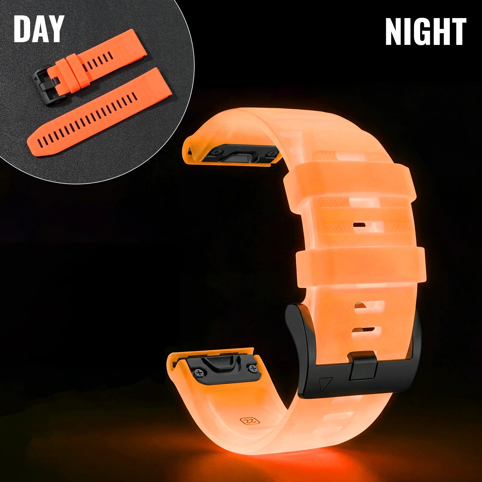 Garmin QuickFit 22mm Luminous Silicone Replacement Band Orange Glow