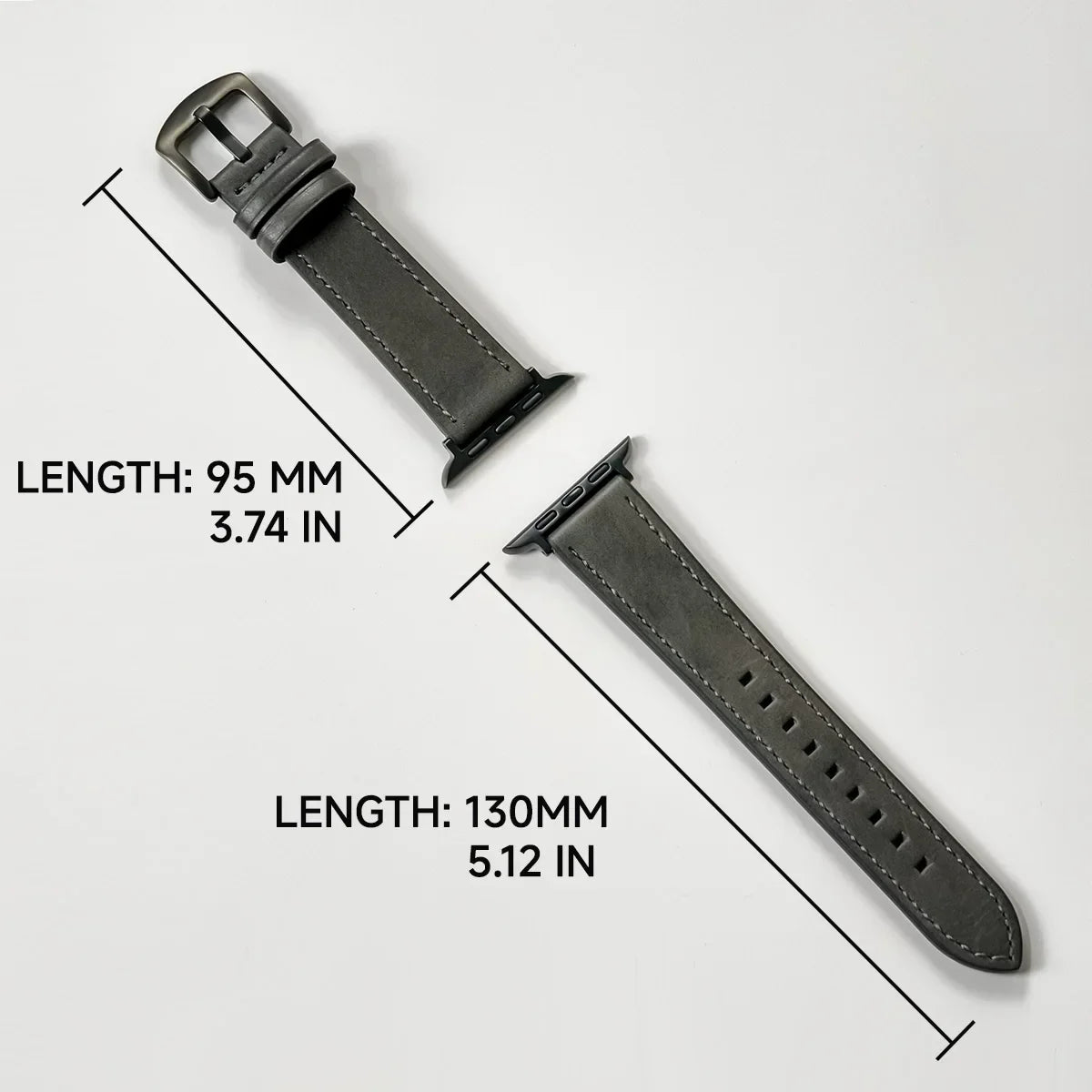 Dark Grey Leather Apple Watch Band for Silver Case Series 10